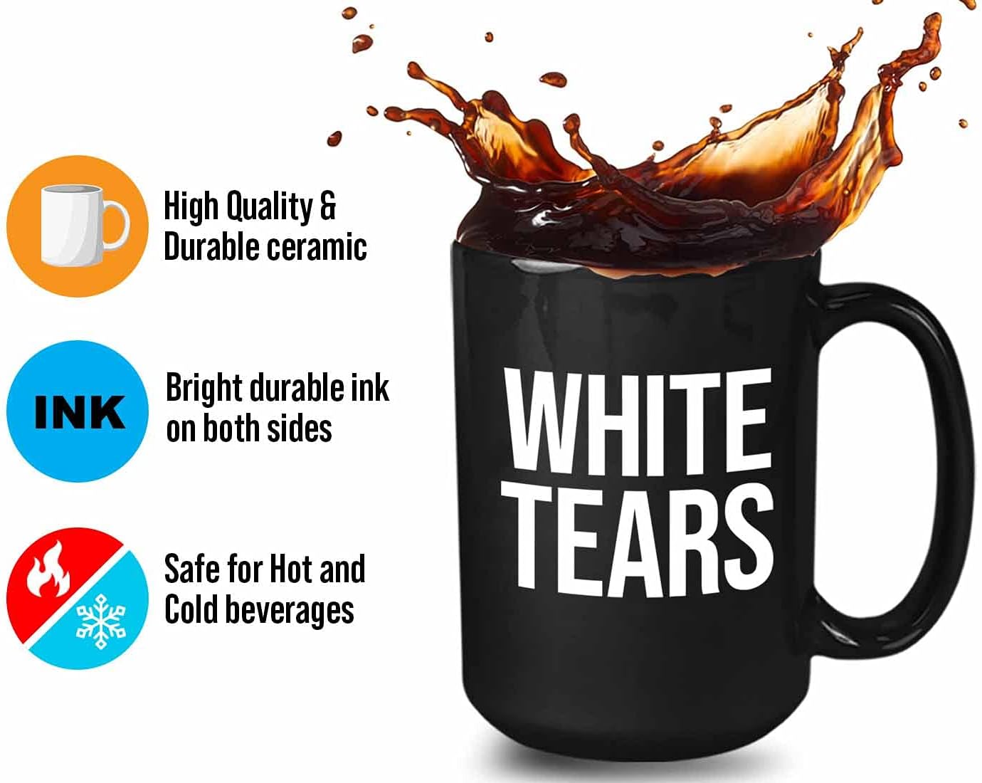 Bubble Hugs Coffee Mug - White Tears - Political View USA African American Women Liberals Black Coworker Birthday Sarcasm Politic Mom 15oz Black