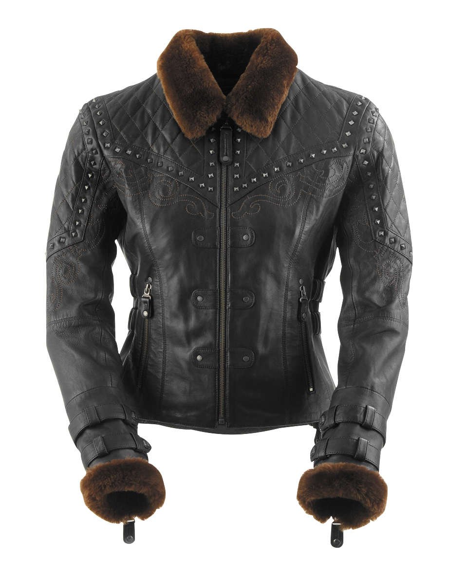 Black Brand Women's Leather Sheared Beaver Motorcycle Jacket (Black, Small)