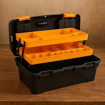 Lirazon Tool Bag, Tool Box, Mini Compartment Organizer with Transparent Cover, Yellow-Black Durable Plastic Material (21'')