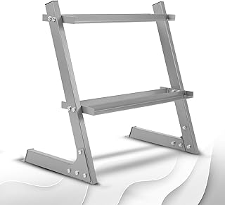 ISE Rack da pavimento per manubri, Rack di stoccaggio interno a 2 strati, adatto per sollevamento pesi, palestra in casa, forte e durevole, max 200 kg, SY-RK1040