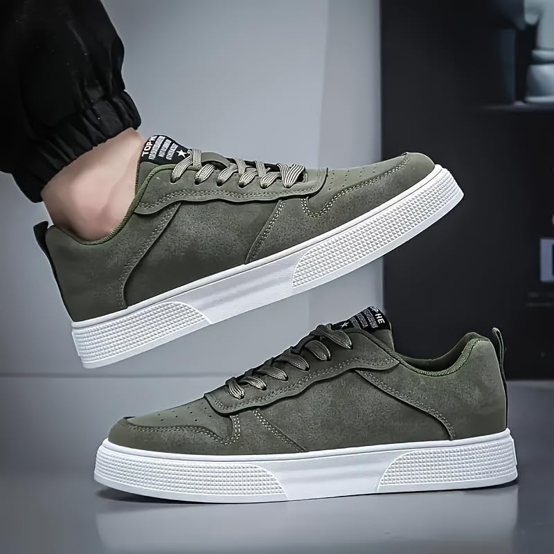 Men's Solid Trendy Lace Up Skateboard Shoes Non Slip Low Top Comfy for Outdoor Walking Jogging Campus Street Holiday All Seasons3