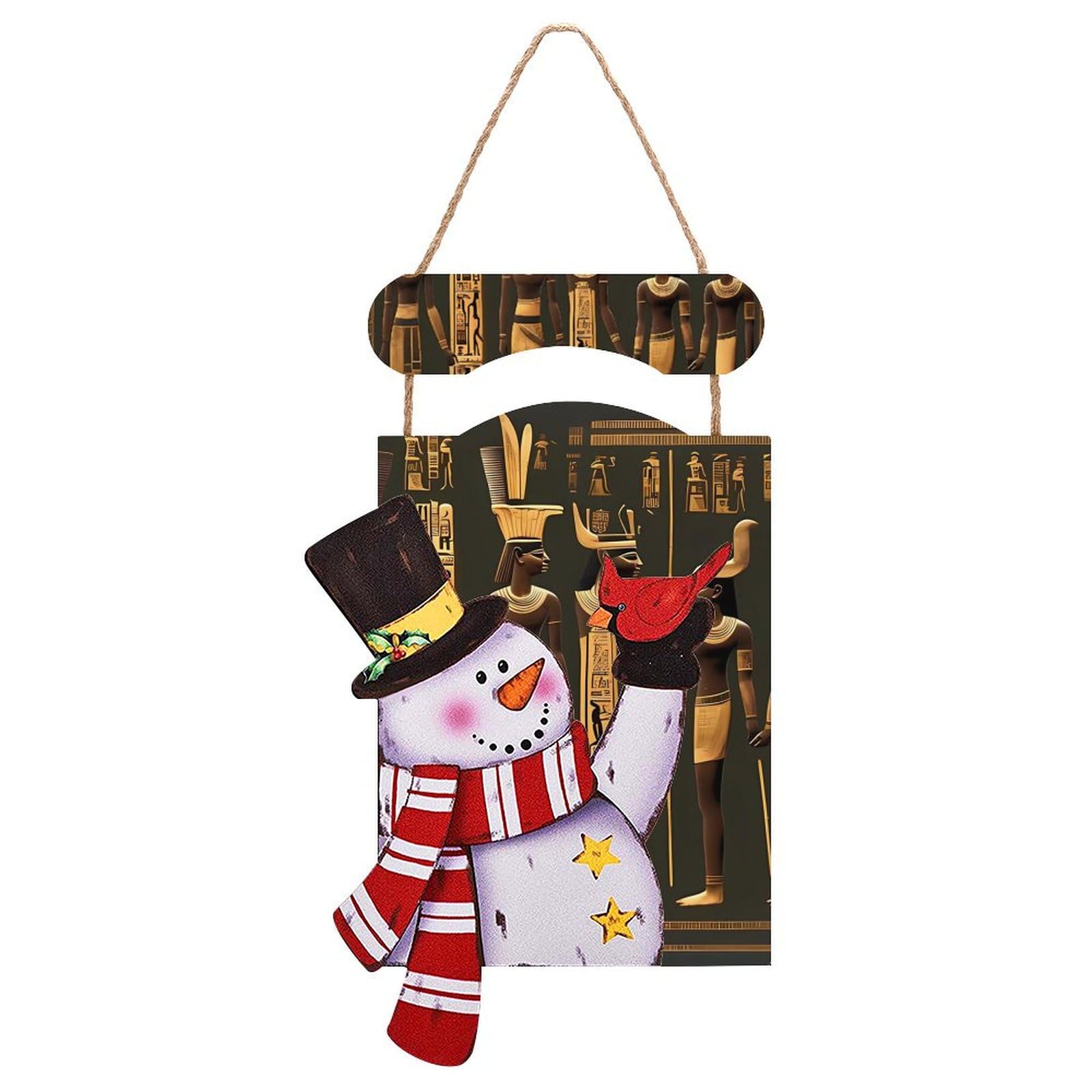 Bonhomme de neige de Noël en bois pour décoration murale et arbre de Noël traditionnel