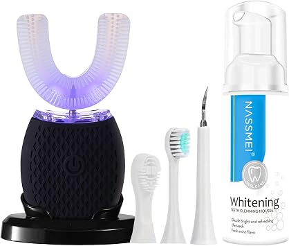 Automatic Toothbrush for Adult Ultrasonic Toothbrush with Soft Bristles Waterproof Washable Rechargeable Portable Design with Wireless Charging 30 Timer for Travel Home Use Black