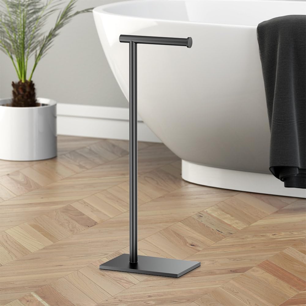 Stand Wallah Free Standing Toilet Paper Holder with Weighted Base, 21.25" Height Bathroom Tissue Roll Stand, Stable Metal Toilet Paper Dispenser for Bathroom-picture-11