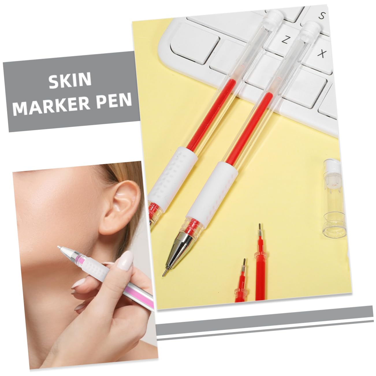 Gadpiparty 1Set Professional Tattoo Eyebrow Pens Color Marking Pens with Replacement Nibs for Accurate Eyebrow and Lip Stenciling