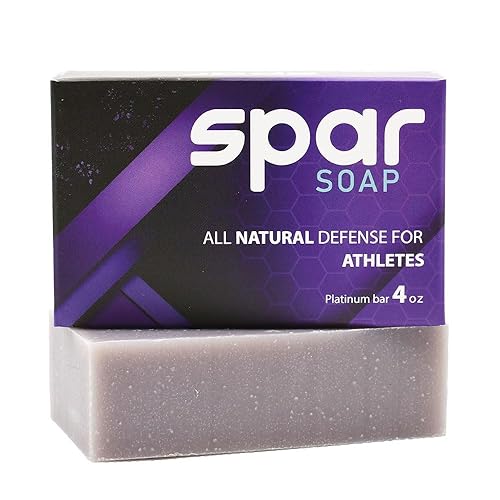 Spar Soap - Barra antibacteriana antifúngica de platino  Árbol de té, romero, cassia, clavo de clavo  Mango hidratante y manteca de karité  Ideal