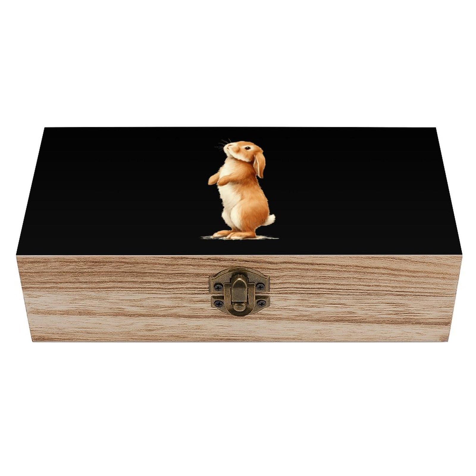 HLBSDM Lop-Eared Bunny Wooden Storage Box Craft Memory Keepsake Treasure Chest Box Jewelry Organizer