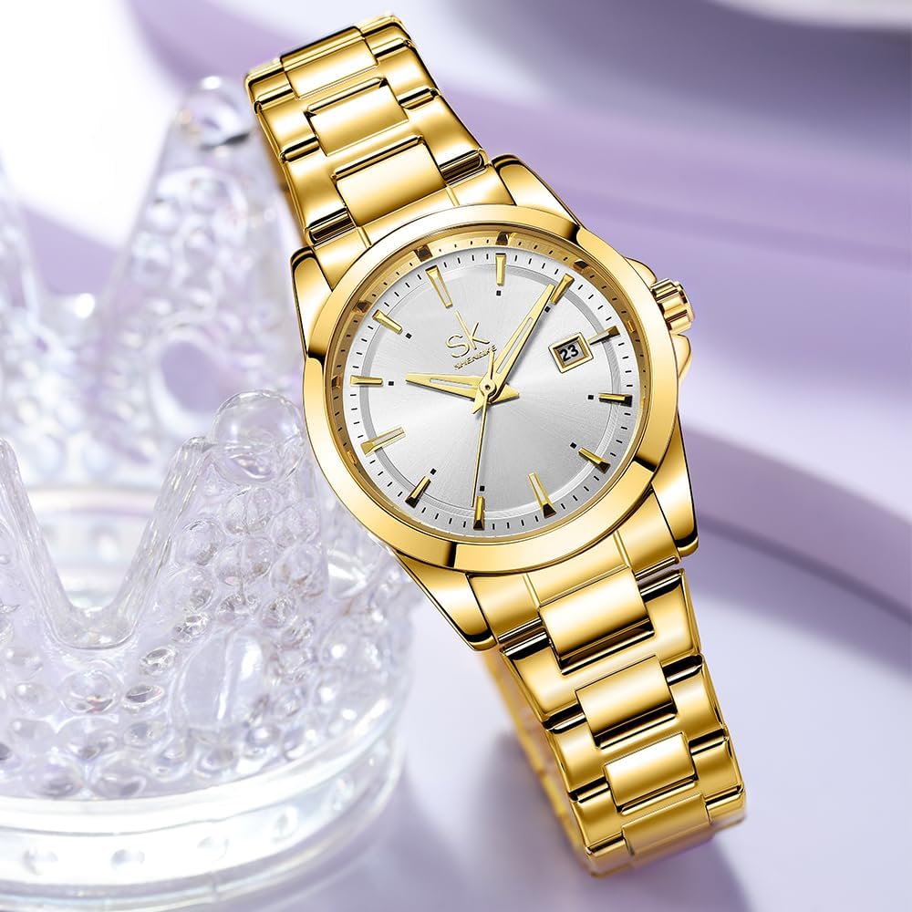 SHENGKE Minimalist Quartz Watches for Women with Date Stainless Steel Bracelet and Fashionable Color Dial - Image 5