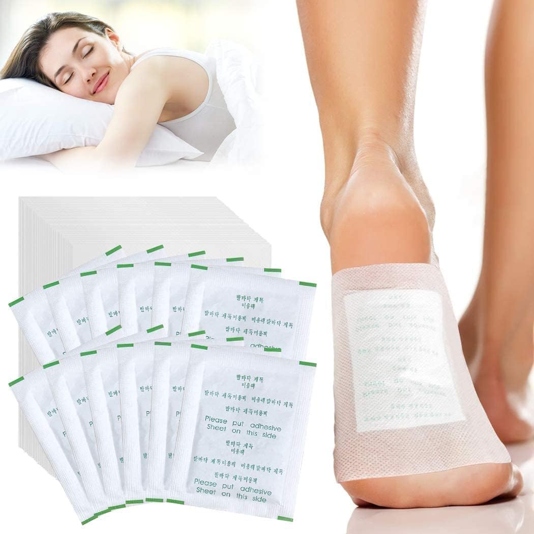 50Pcs Detox Foot Patch with Bamboo Vinegar & Ginger – Herbal Foot Pads for Sleep Support, Stress Relief, Foot Care & Relaxation, Adhesive Overnight Foot Patches for Men & Women (Pack of 5)