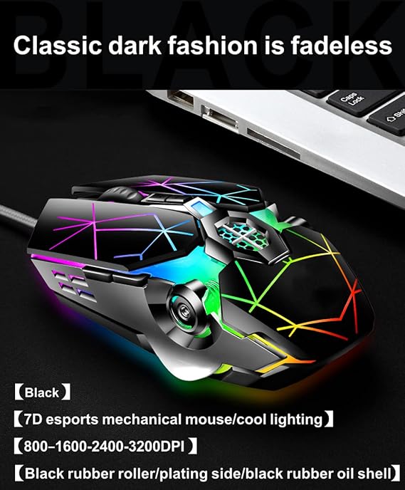 Retro Typewriter Keyboard and Mouse Combo Black Mechanical Keyboard Blue Switch with 9 True RGB Backlight Modes Cool Light Up Keyboard and Mouse for Gaming, Work, Mac, PC, Windows
