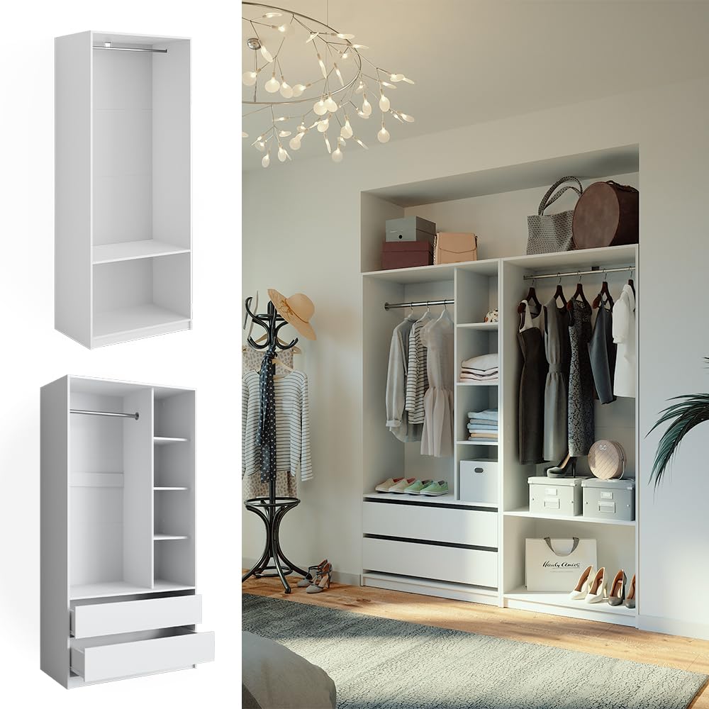 Vicco Kleiderschrank Elmo, Weiß, 180 x 200 cm 2er Set, für Flexible Aufbewahrung verschiedenster Kleidungsstücke