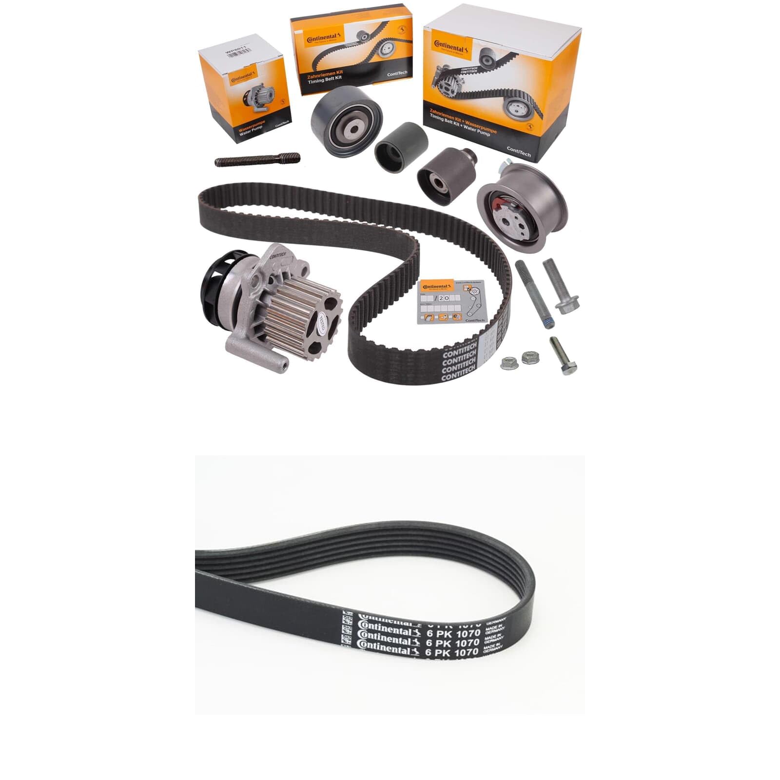 Conti Zahnriemensatz + Wasserpumpe + Keilrippenriemen | CT1139WP6 + 6PK1070 passend für 1.6 2.0 Tdi