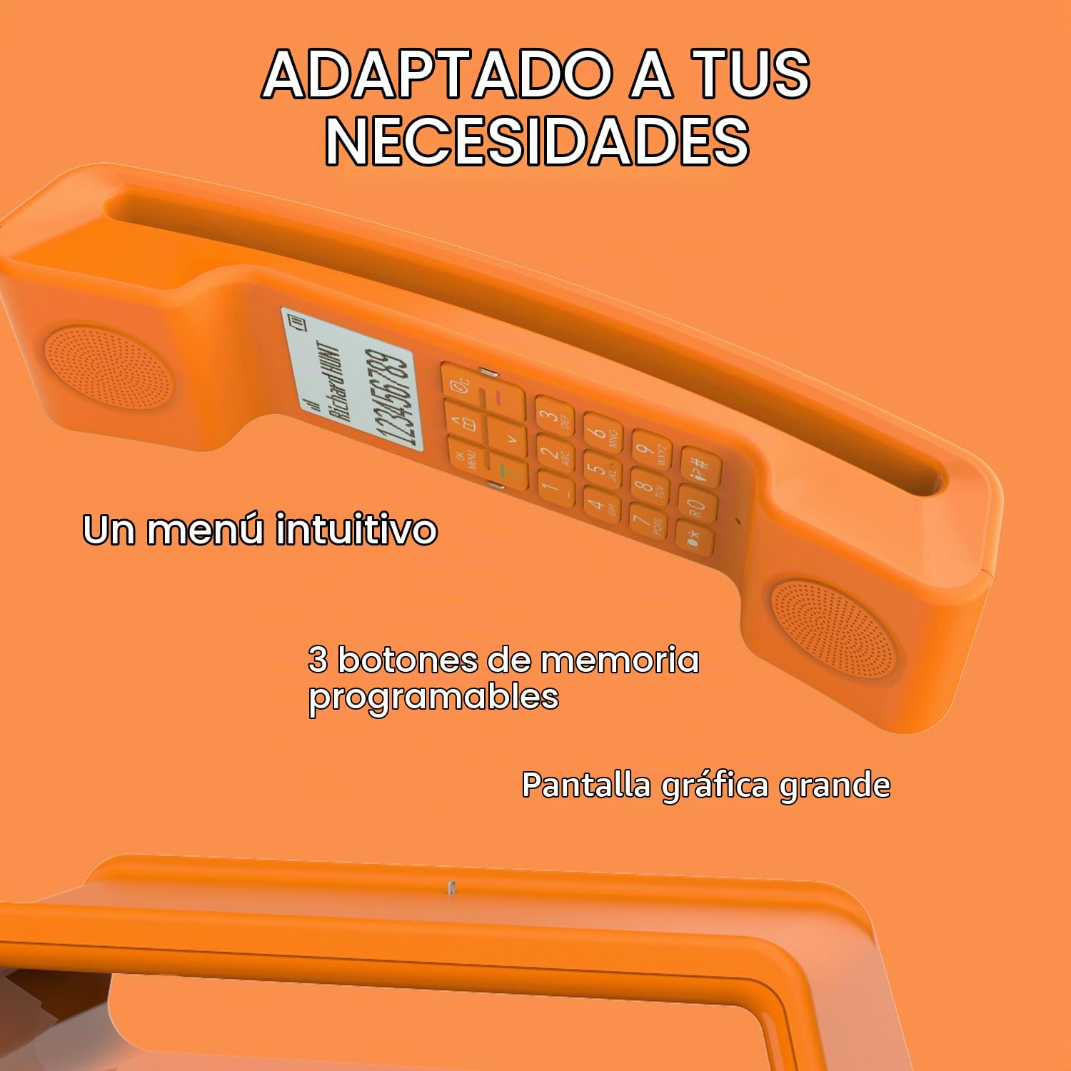 ALCATEL Epure Iconic - Teléfono inalámbrico DECT - Diseño clásico - Pantalla gráfica Grande y legible - Manos Libres - Barra de Llamadas - Naranja