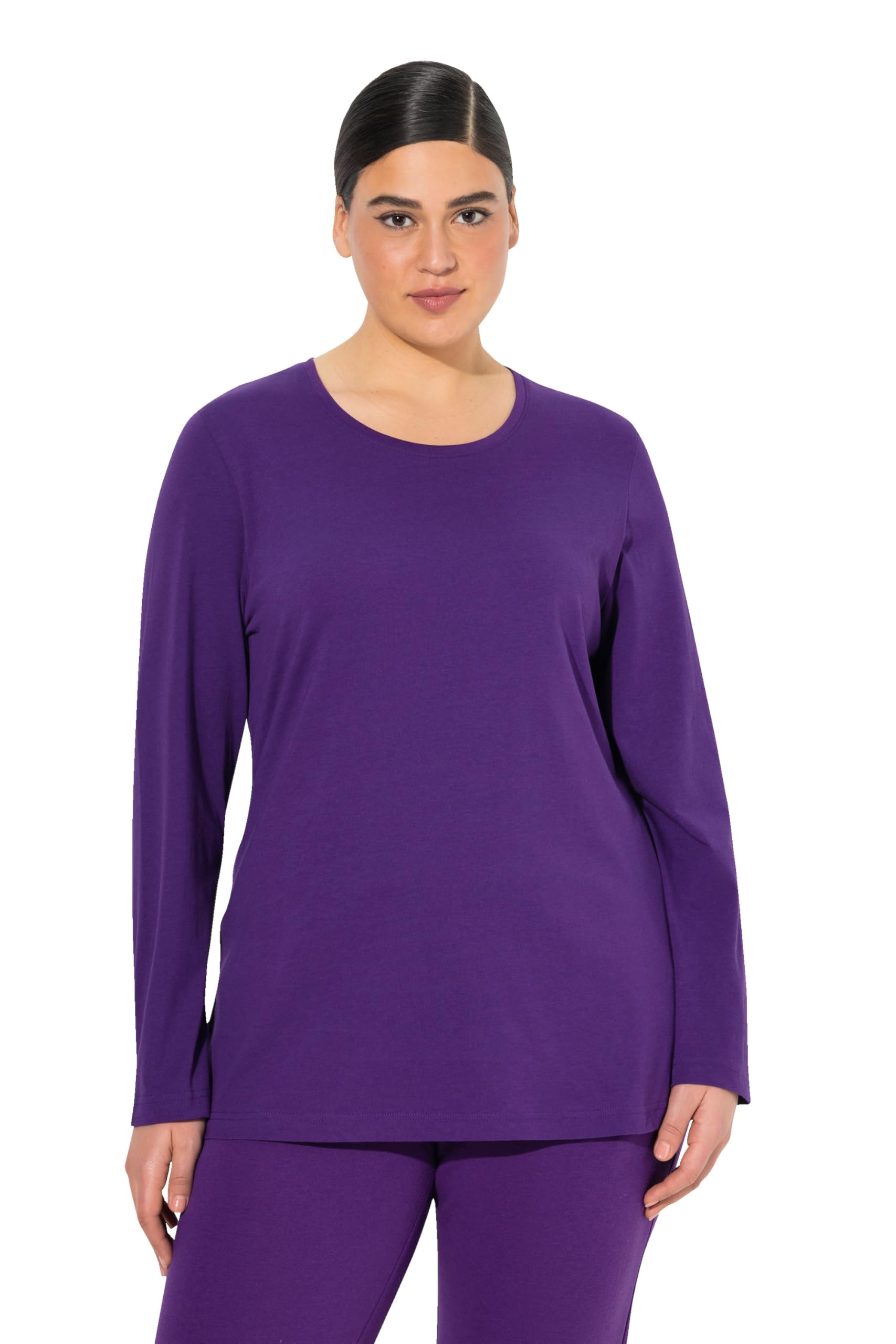 Ulla Popken Langarm-Shirt Long Sleeve Top, Deep Purple