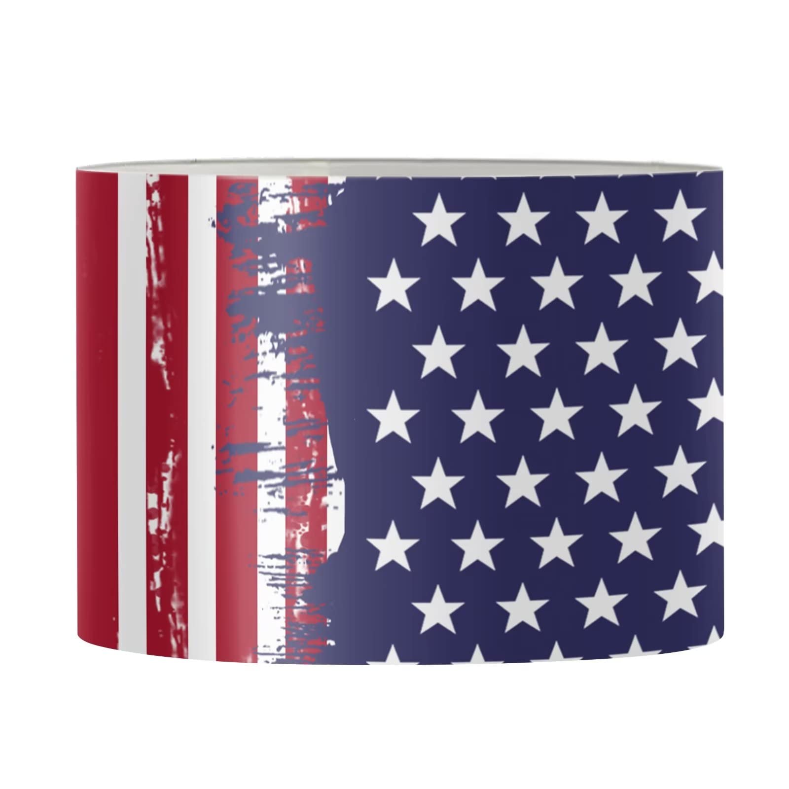 Suhoaziia Stars Stripes American Flag Drum Shade Lampshade Bulb Cover Wall Lamp Candle Shade for Floor Lamp Modern Home Living Room Decor