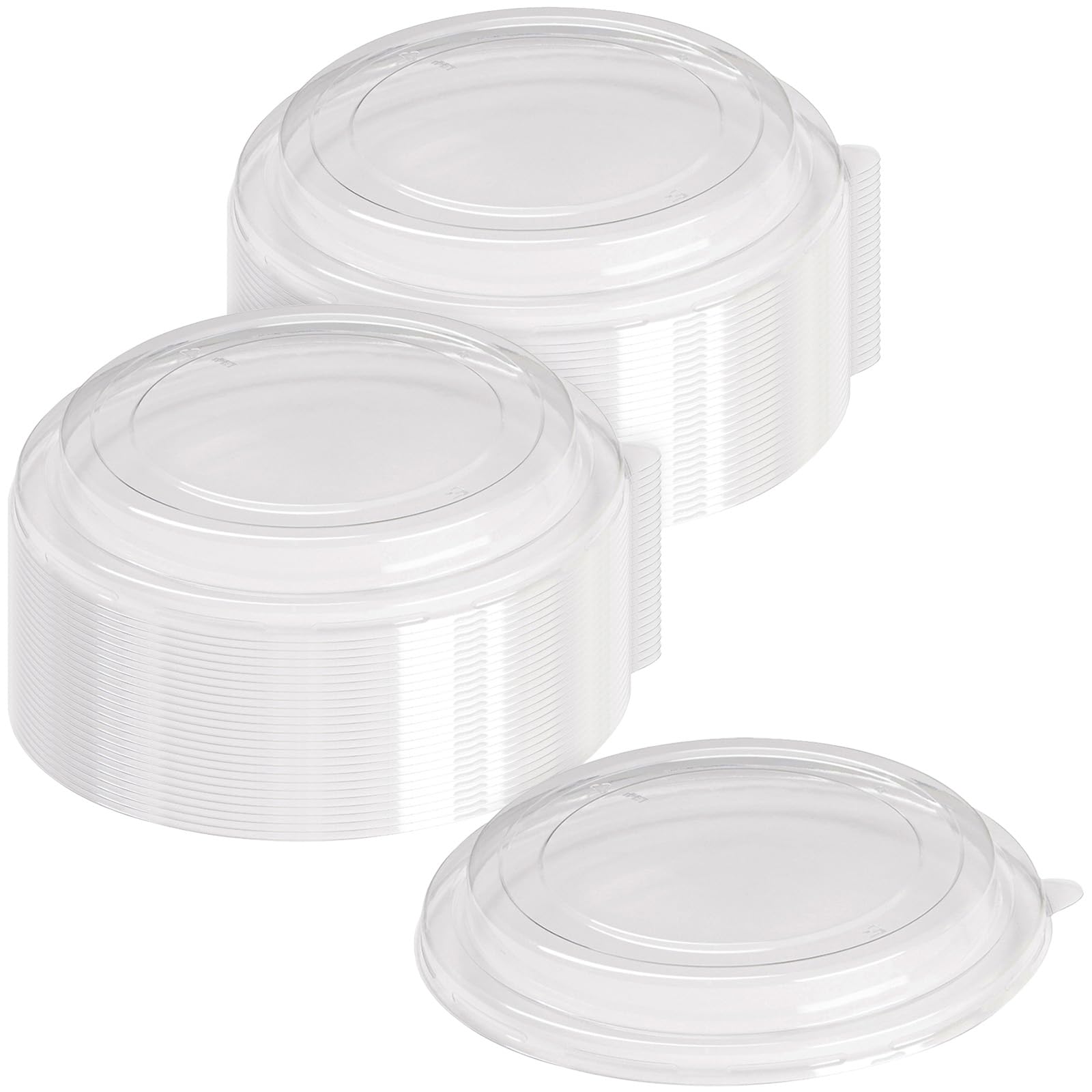 FineLine Settings Clear Round Plastic Dome Lids - 7.4" (Pack of 50) - Ideal for Meal Prep, Storage & Takeout