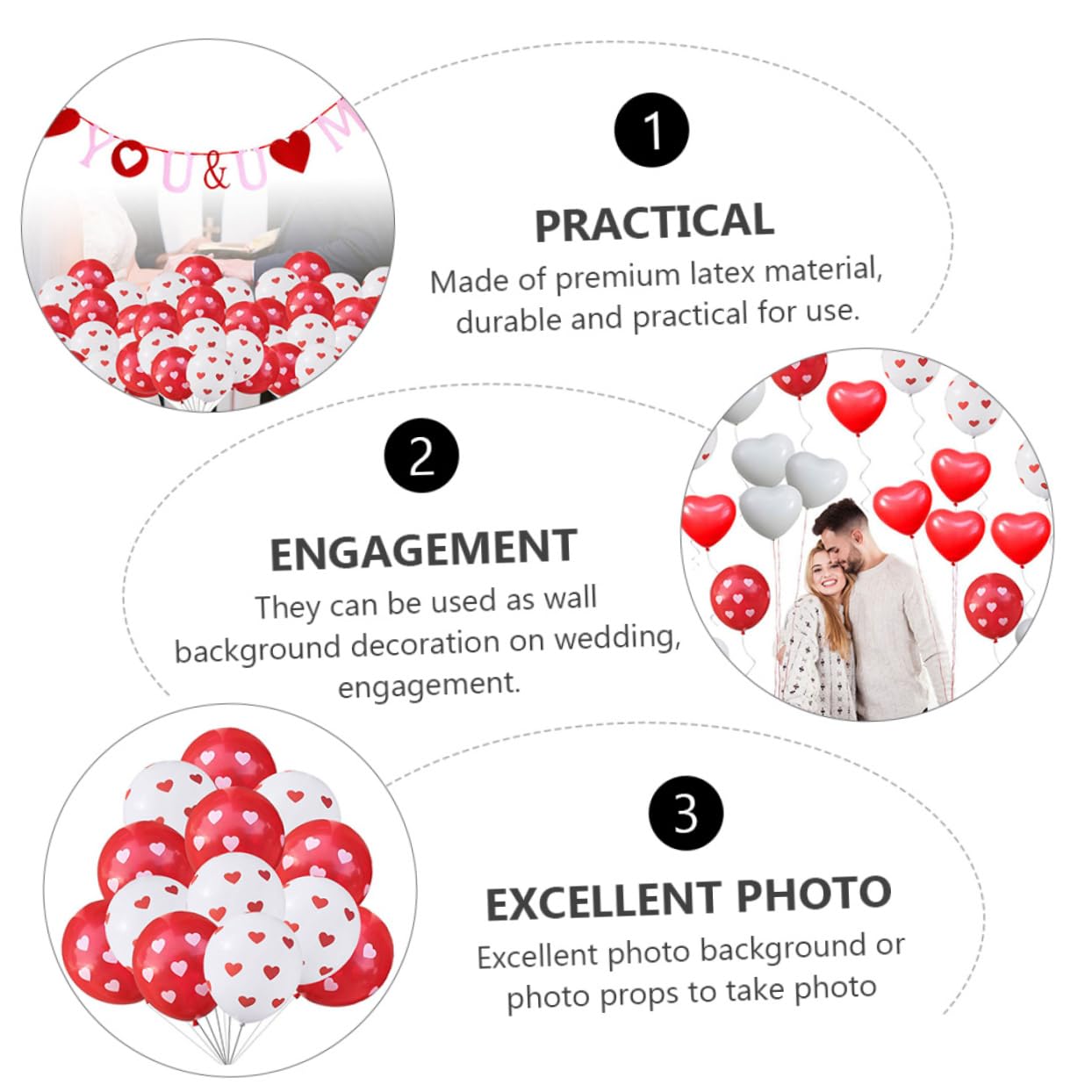 Ciieeo 3juegos Globos De Corazón Rojos y Para Decoración De San Valentín Fiesta De Boda y Aniversarios Suministros Románticos Para Celebraciones