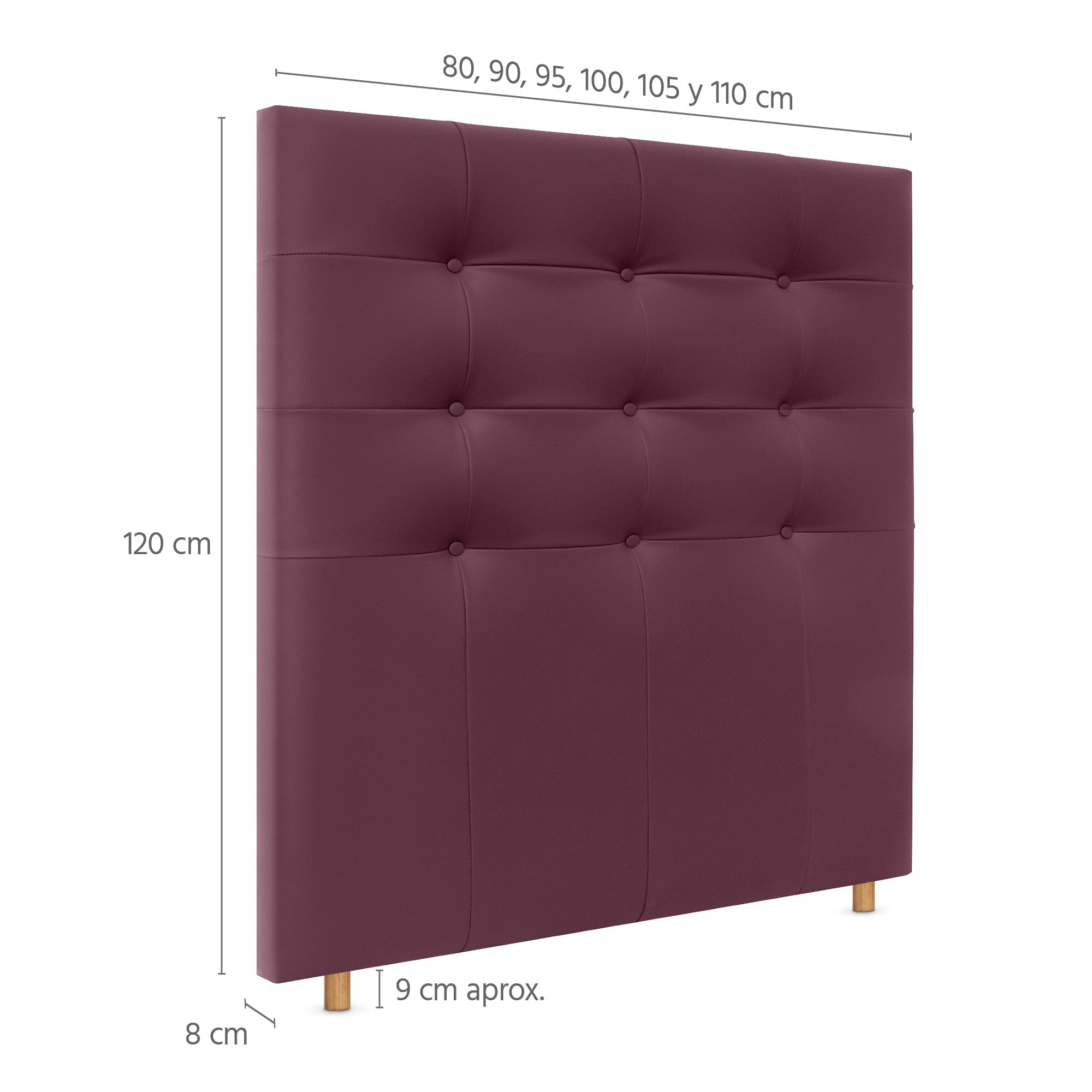 DHOME Cabecero Tapizado Capitoné Suelo 2 hileras Amplio de Polipiel para Cama Matrimonio Cabezal Dormitorio (Vino Tinto, 220cm Dual)