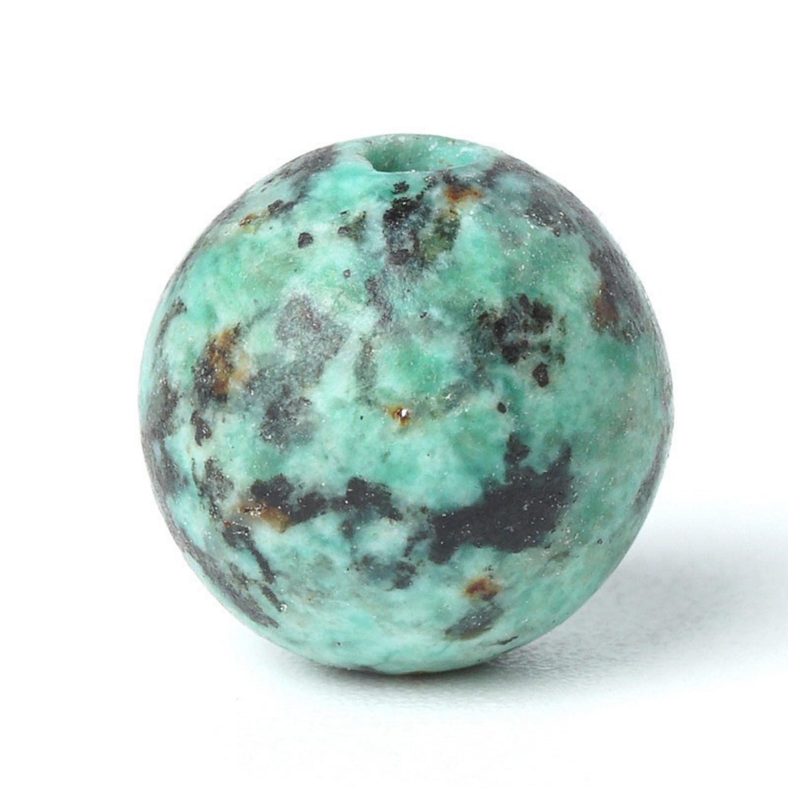 Perles Rondes En Turquoise Africaine Naturelle - 10mm, Trou 1-1.5mm, Fait Main