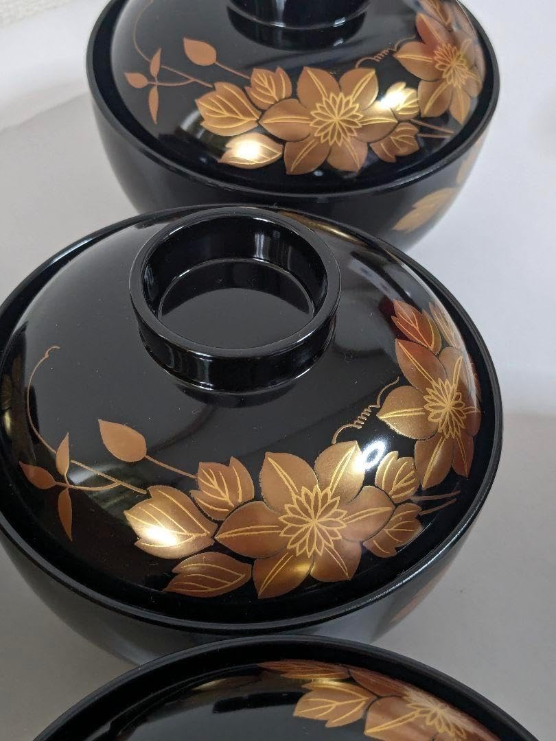 会津塗 坂本乙造作 蒔絵 本漆仕上げ 御吸物椀5客セット ※海外発送の