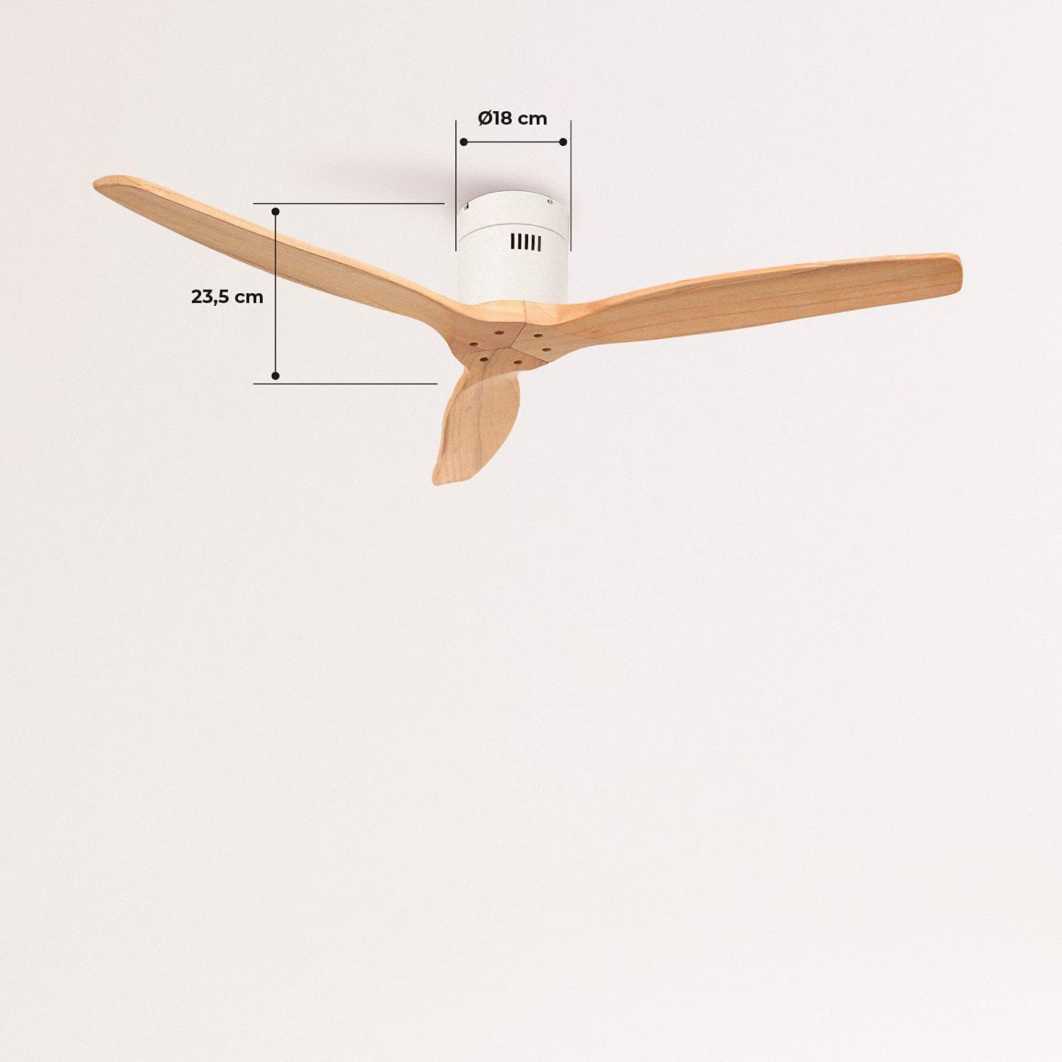 CREATE/WINDCALM DC/Witte DC-plafondventilator met natuurlijke houten messen/ Stil, timer