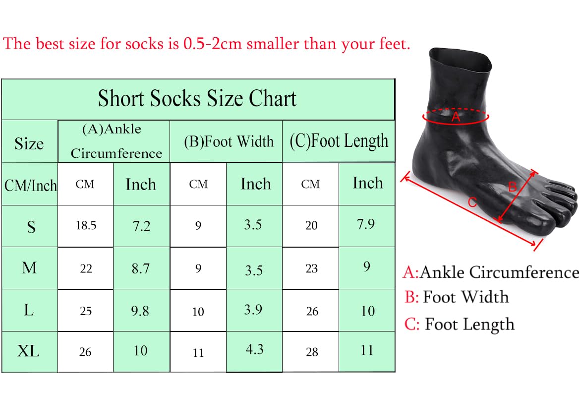 Chaussettes en Latex à la Mode Avec Orteils,Chaussettes Courtes en Caoutchouc Naturel, Bas en Latex Costumes de Cosplay Vêtements de Club