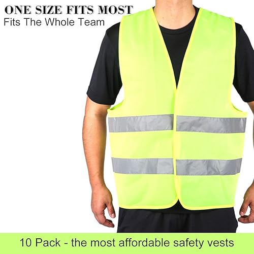 Miniatura 4 de DUSKCOVE Paquete de 10 chalecos de seguridad de alta visibilidad para trabajo de tráfico, correr, topógrafo y guardia de seguridad, chaleco de