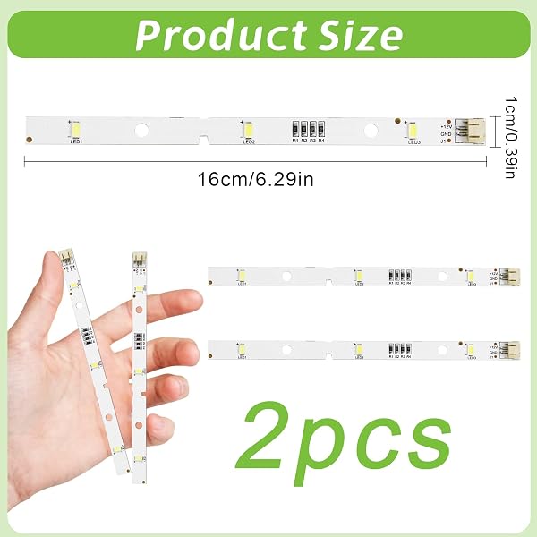2 Stück LED-Lichtleiste, LED Kühlschranklampe für Rongsheng/Hisense Kühlschrank, Lichtleisten für kühlschrank,Ersatz-Kühlschranklampe kompatibel E349766 MDDZ-162A 1629348 DC12V 2W, Kühlbeleuchtung - 2