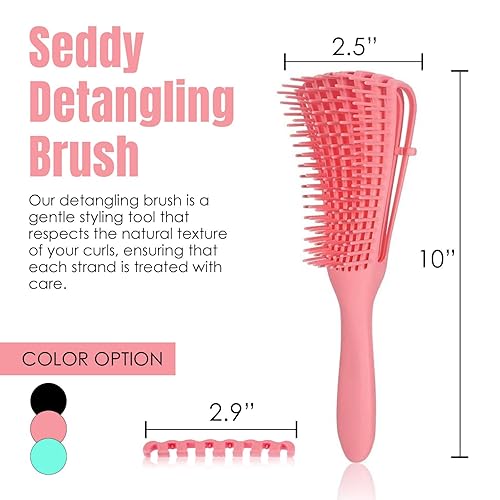 Miniatura 2 de Seddy Cepillo desenredante para cabello rizado con diseño revolucionario, desenredante sin dolor para rizos sin encrespamiento, sin enredos,