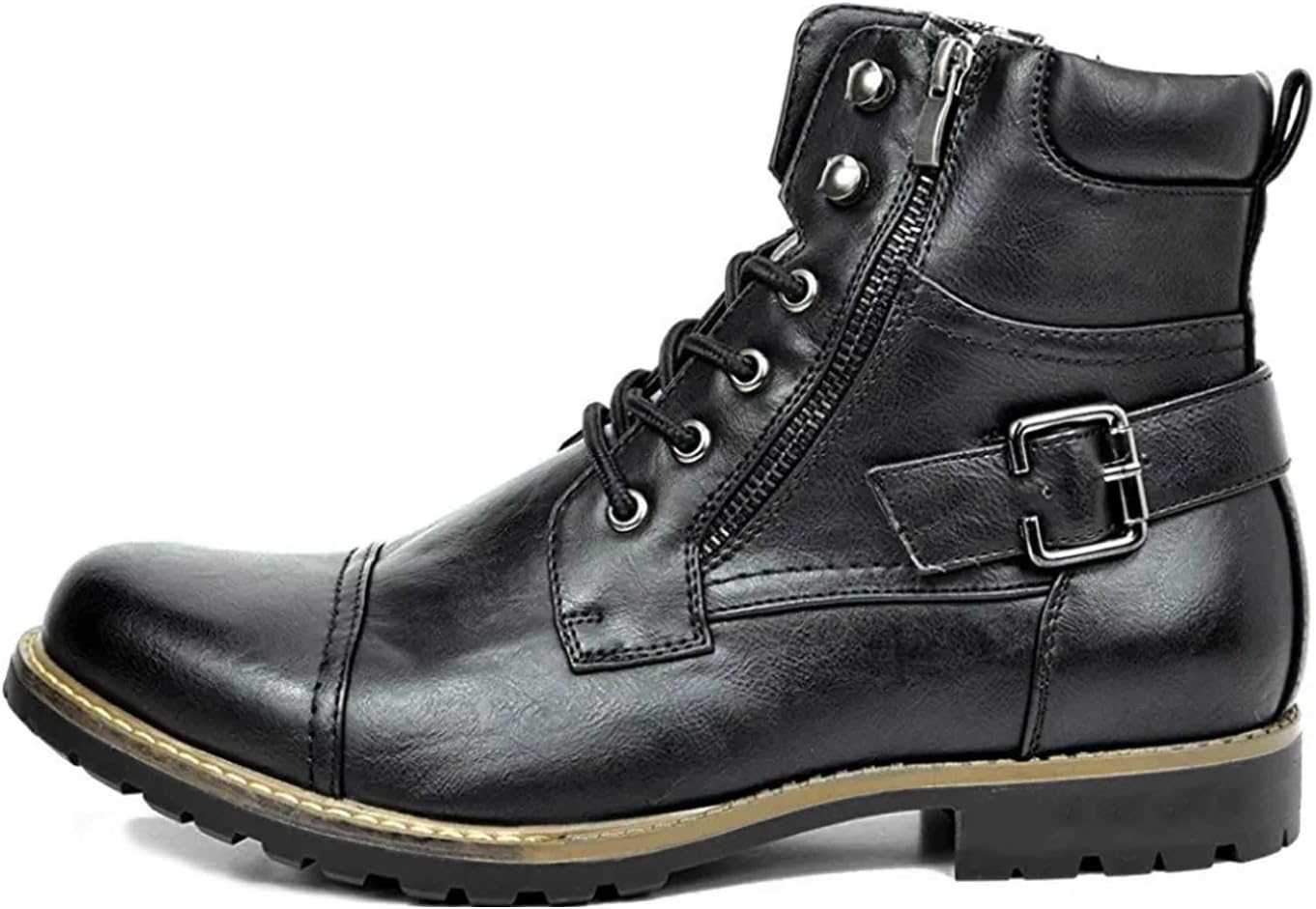 Men's Motorcycle Combat Boots Zipper Biker Boot