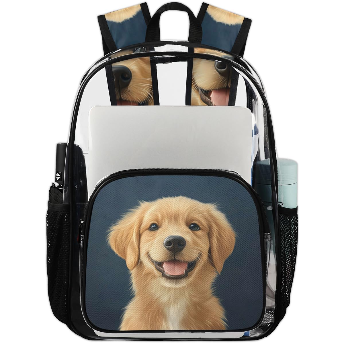 Adornori Labrador Dog Large Heavy Duty Clear Backpack Dogs Pet PVC Transparent See Through Bag for Work Travel Security