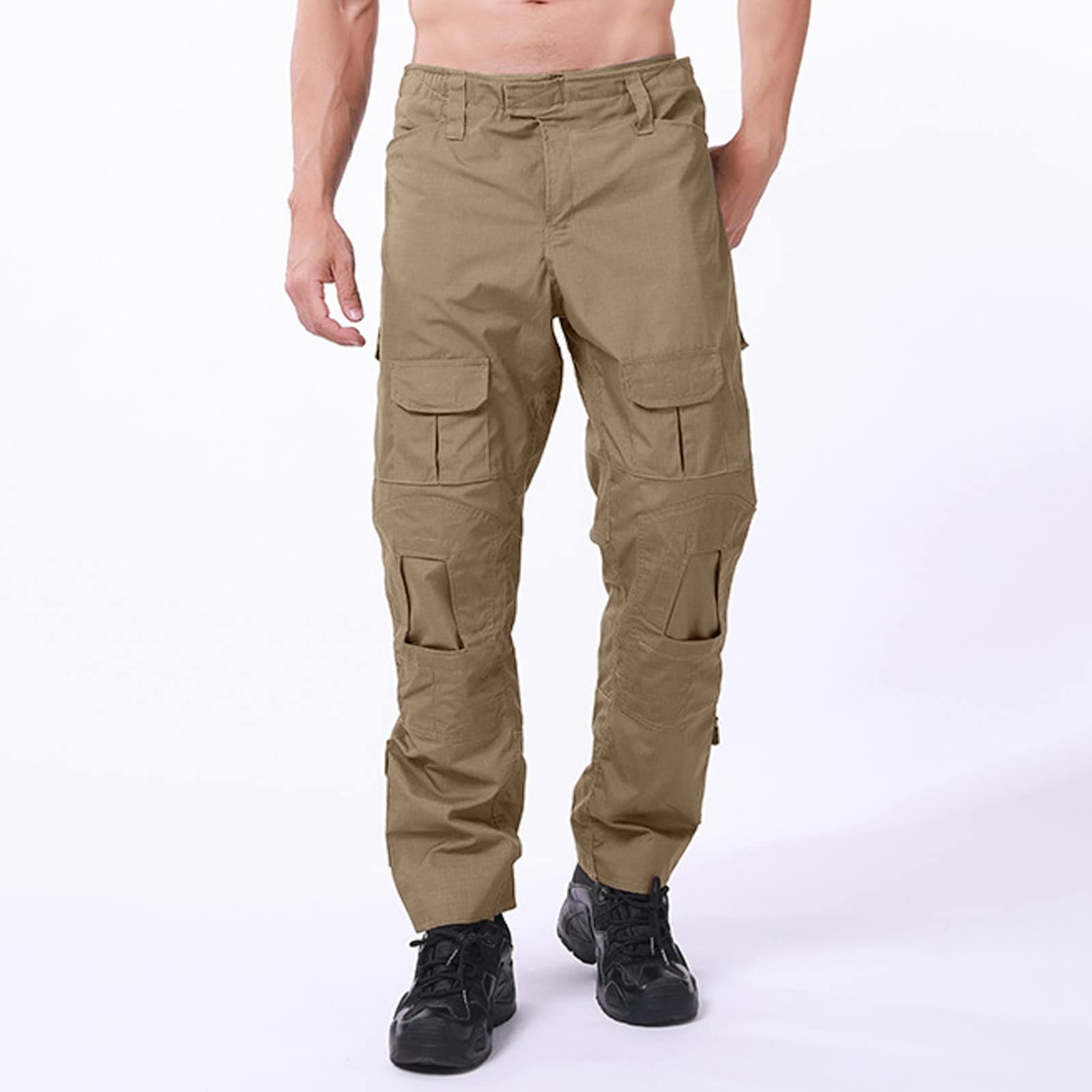 Generisch Pantalones cargo para hombre largos: pantalones de senderismo con muchos bolsillos, pantalones de trekking de pierna recta, pantalones de escalada ligeros, pantalones de escalada monocolor