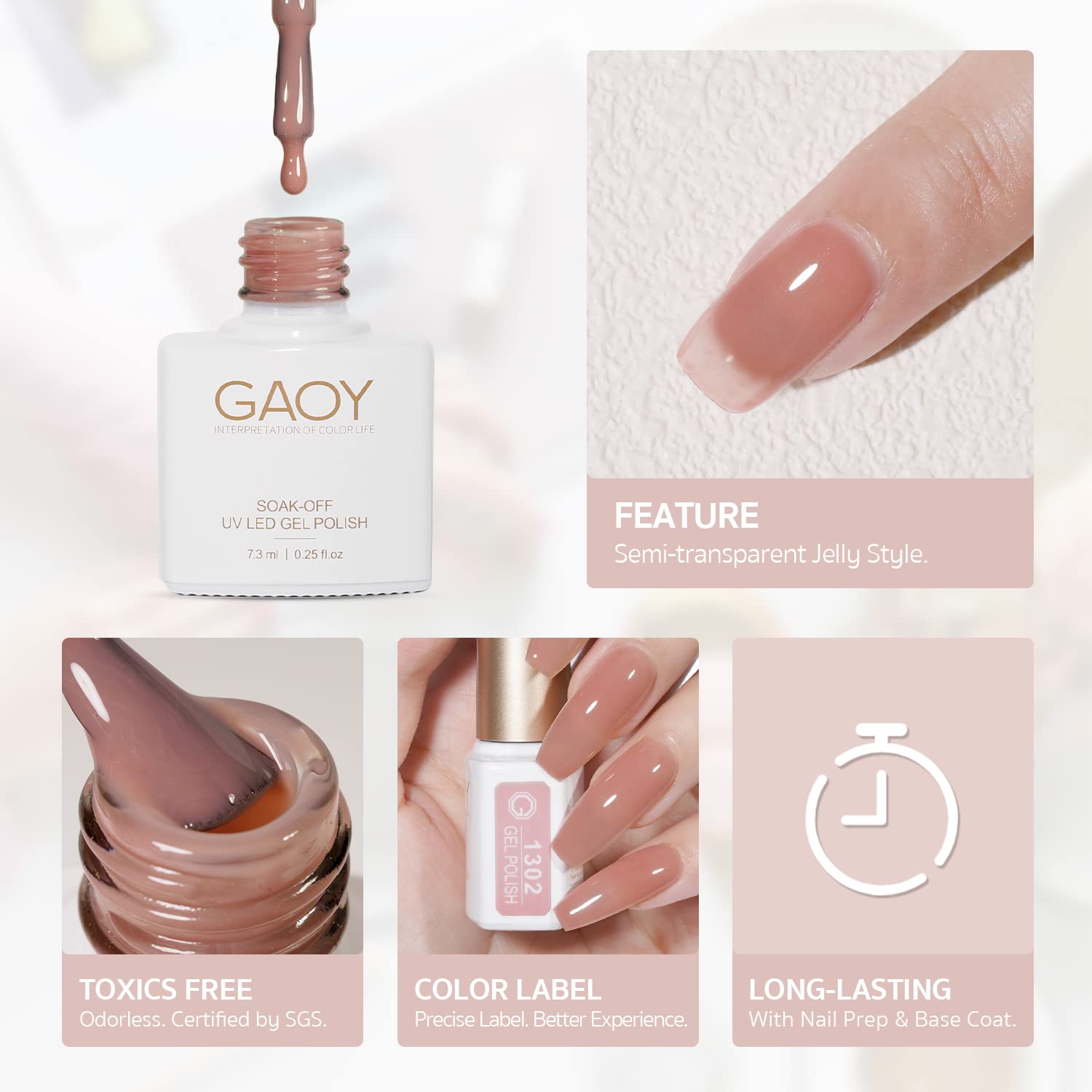 GAOY Icy Jelly Gel Nail Polish Set of 6 Colors Including Red Pink Nude Gel Polish Kit UV LED Soak Off Nail Polish Home DIY Manicure Nail Salon Varnish : Beauty & Personal Care