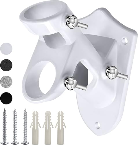Haoridul Flag Pole Holder for Outside House, Heavy Duty Flag Pole Mounting Bracket, Aluminum Metal Flagpole Mount with Stainless Hardware for Outdoor, Rust Free, 1" Inner Diameter (White-1Pack)