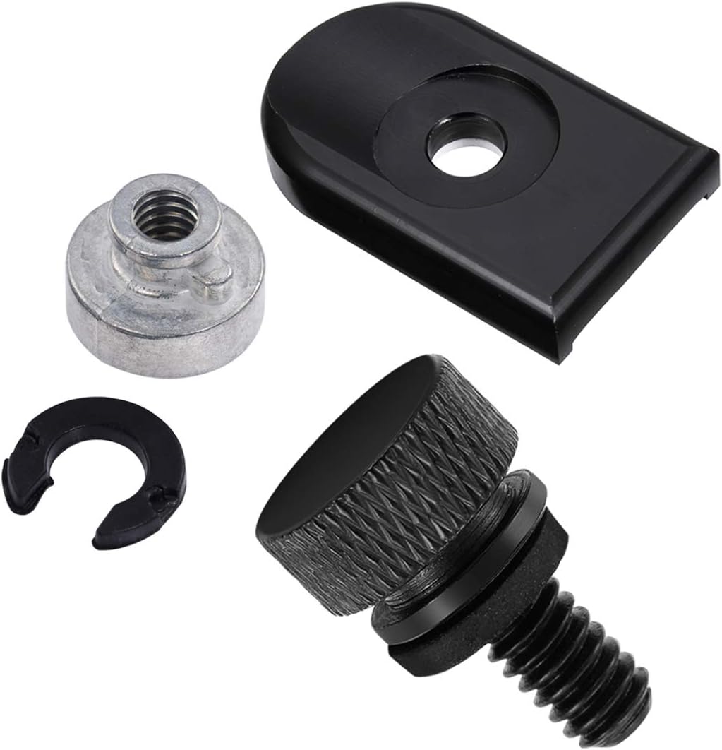 PBYMT Black Seat Bolt Tab Screw Mount Knob Cover Nut Compatible for Harley Sportster Dyna Touring Electra Street Glide Road King 1997-2024