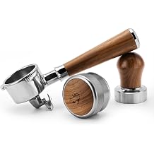 54mm Espresso Tools Set | Double Spouts Portafilter | Espresso Distributor and Tamper with Walnut Decoration | Fit 54mm Breville & Sage Barista Espresso Machine