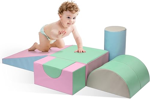 M HI-Mat Soft Climb and Crawl Activity Play SetSafe Soft Foam Block for Preschoolers,Toddlers, Baby, Kids Crawl and Climb (Pink)
