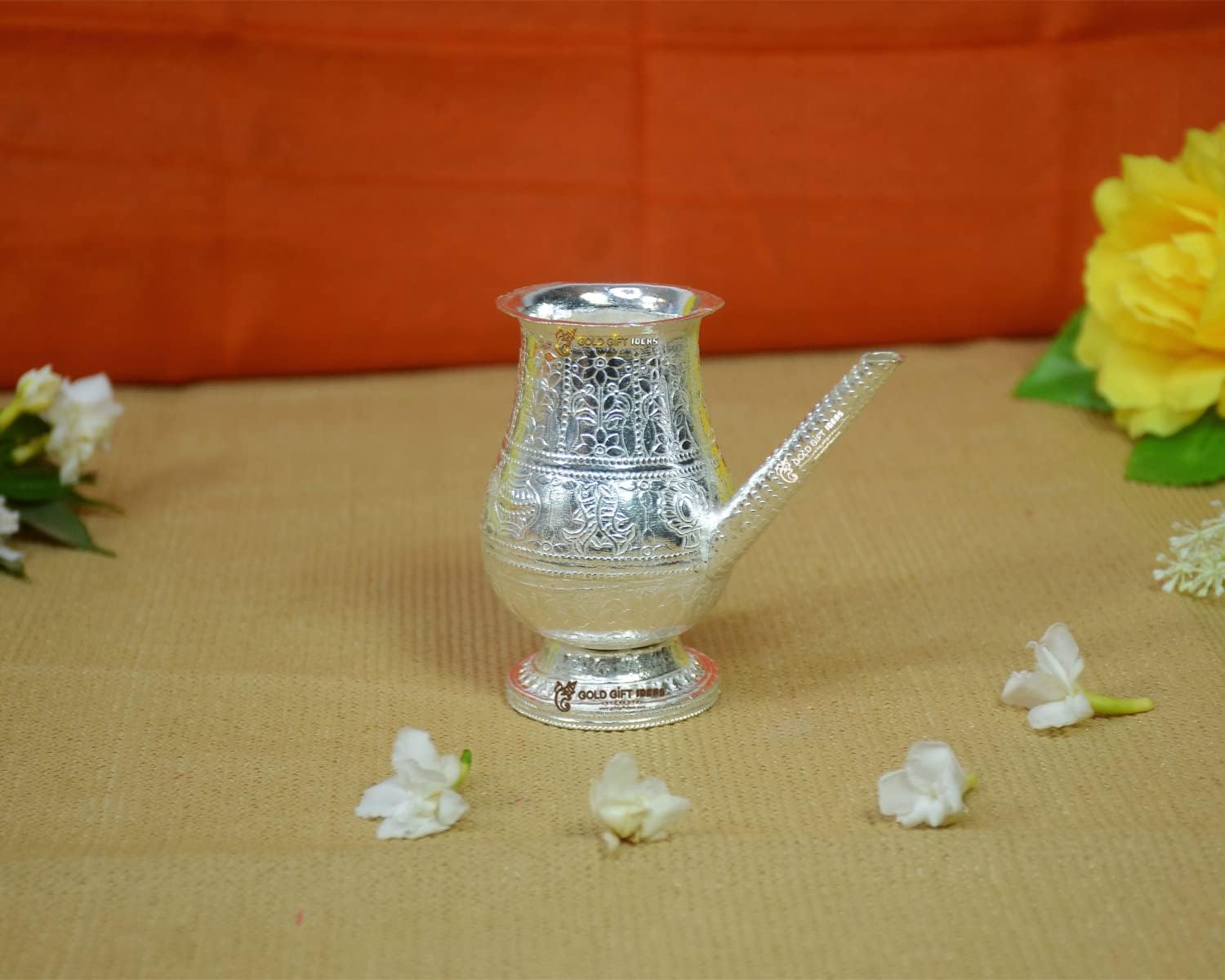 GoldGiftIdeas Silver Plated Loti Zari Set, Indian Pooja Items for Home, Return Gift for Small Home Function (Pack of 5)