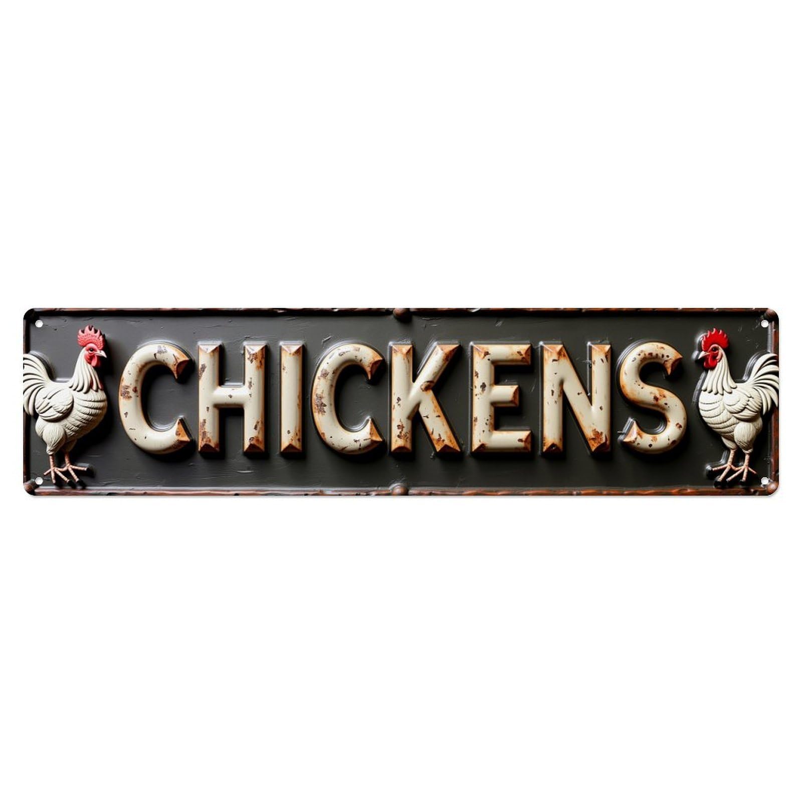 Jdyaojiesheng Vintage Chicken Rooster Rustic Sign Pattern Tin Sign Retro Metal Wall Decor Metal Poster, Home Bar Garage Farmhouse Cafe Wall Art Decoration 4X16inch