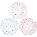 Shower Caps, 3 Pcs Waterproof Bath Caps Plastic Reusable Shower Caps Elastic Band Bath Hair Hat for Women Ladies Spa Salon