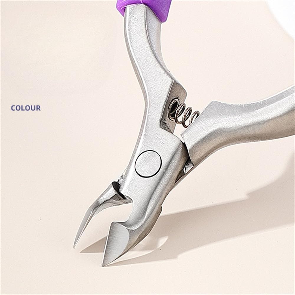 Stainless Steel Nail Clippers Edges Barb Cuticle Scissors Silicone Cuticle Scissors ColorNon-Slip Handle Cuticle Pliers,Purple