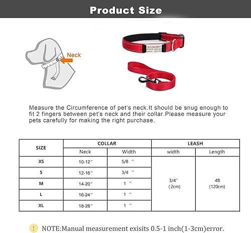 Miniatura 4 de Rising paw Juego de collares de perro con placa de identificación personalizada y correas de perro de 4 pies, placa de identificación grabada con