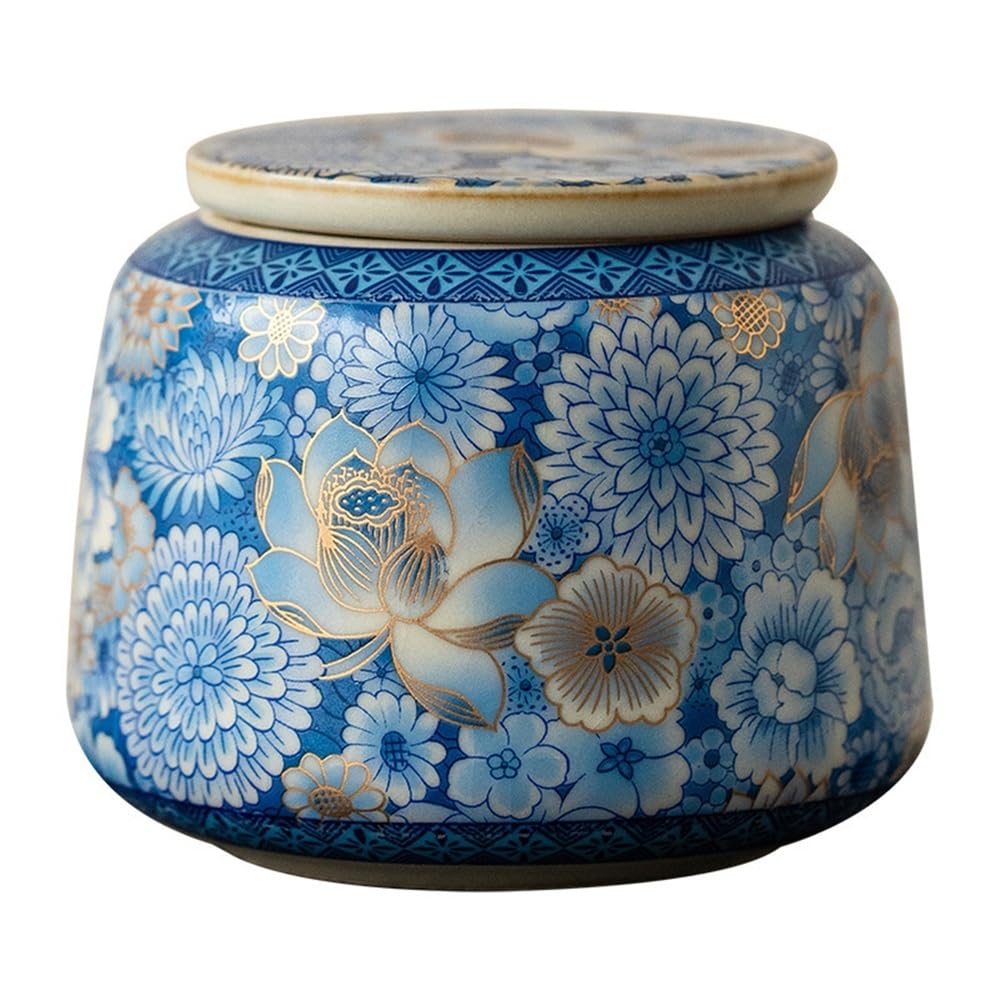 ENGENDER Tea Storage Jar Bulk Tea Storage Jars Vintage Blue and White Sealed Home Ceramic Kitchen