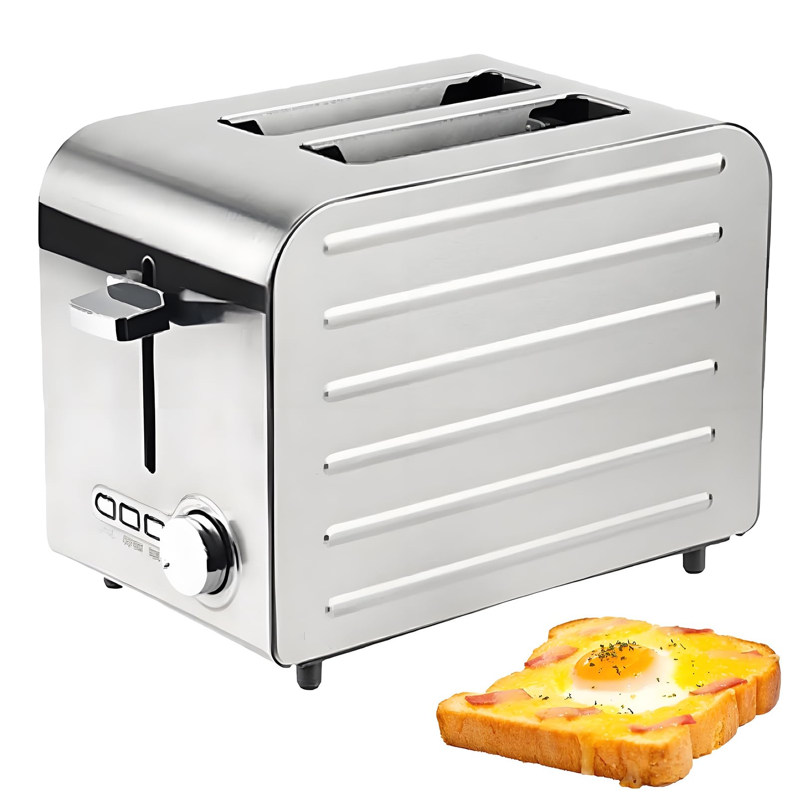Grille-pain commercial à 2/4/6 tranches en acier inoxydable avec 7 niveaux de brunissement, fonction congelée/annulation/réchauffement, pop-up automatique et bac ramasse-miettes amovible pour la