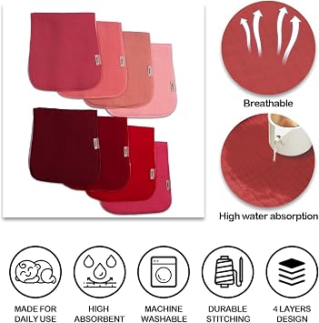 Maiwa 8 Pack Muslin Burp Cloths Baby Boy & Girl Soft Absorbent Burping Cloths for Babies, Newborn Spit Up Rags, Infant Towels, Unisex,Large 18.5 x 8.6 (Multicolour 01)