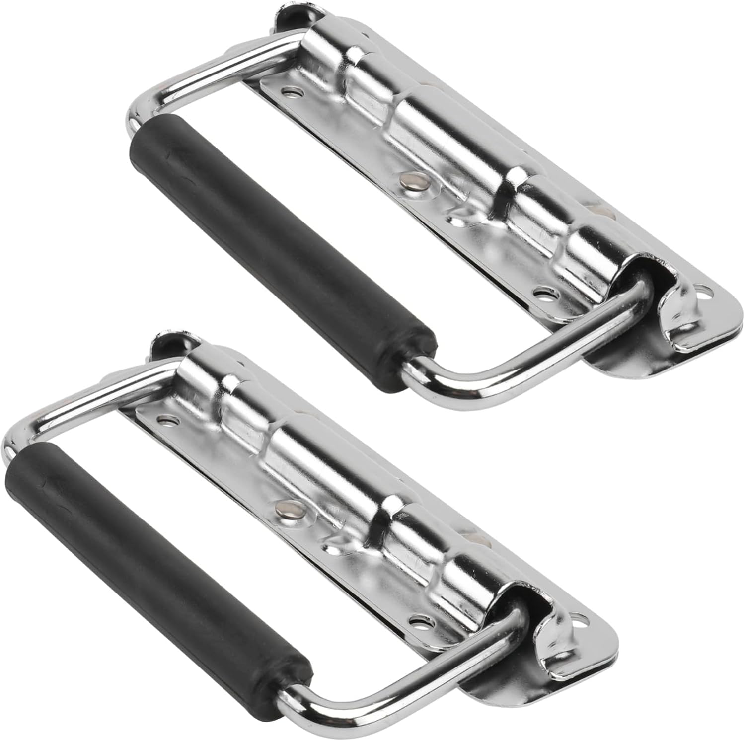 STOBOK 2pcs Flight Case Hardware Spring Loaded Folding Handles Chrome Plated Knobs Easy Install for Suitcase Tool Box Storage Case
