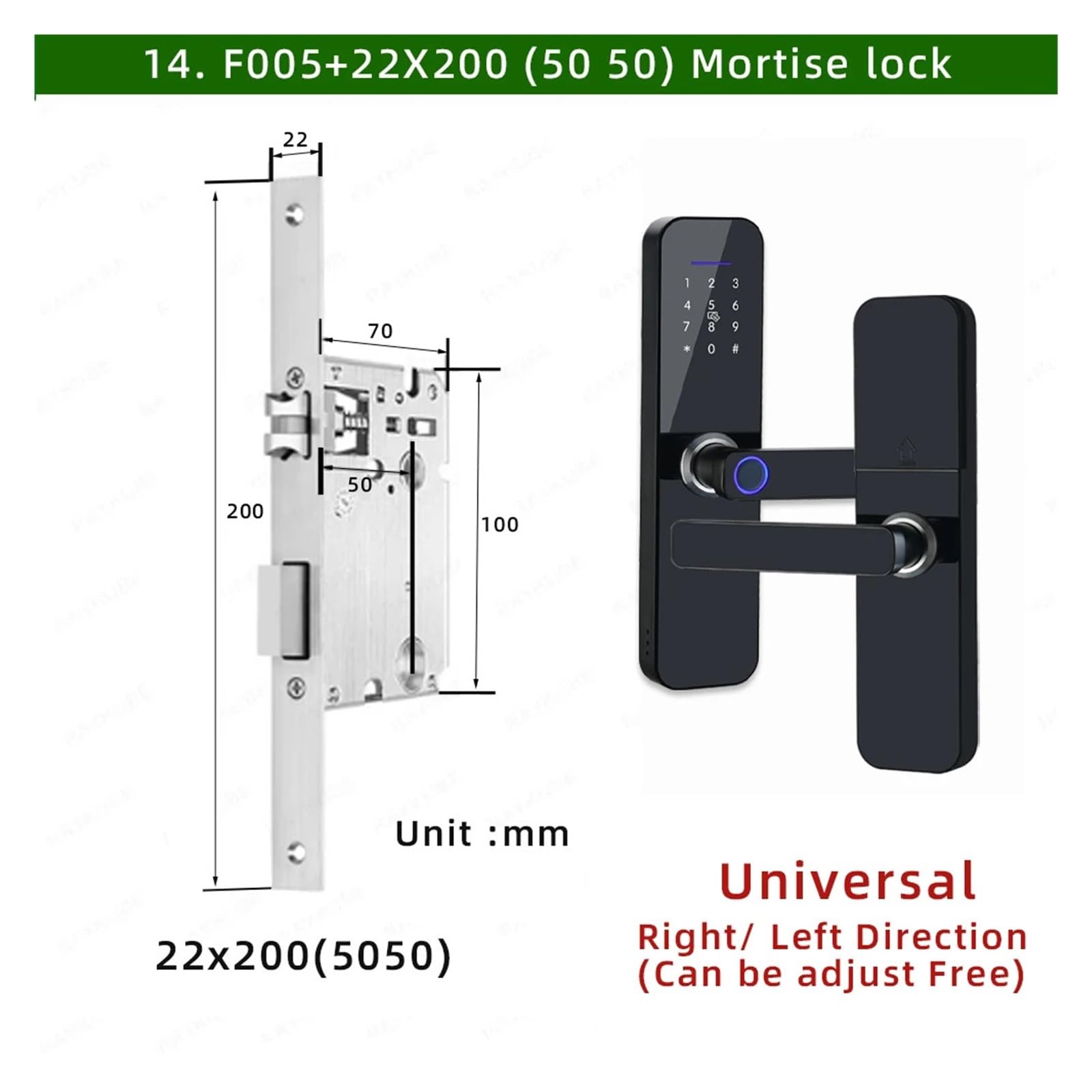 IP65 Wodoodporny elektroniczny inteligentny zamek do drzwi Tuya WiFi z odciskiem palca / kartą inteligentną / hasłem/kluczem / blokadą TT App Unlock