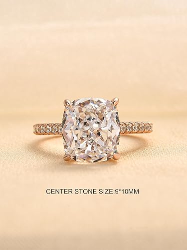 Miniatura 2 de RODIFFY Anillo de compromiso de corte cojín de 4 quilates para mujer, plata de ley 925, oro amarillo de 18 quilates, oro blancooro rosa, anillo