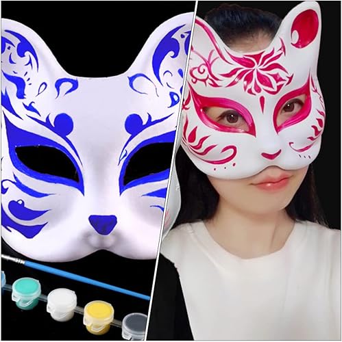 Miniatura 7 de SEWACC 15 máscaras de gato pintables para bricolaje, máscaras en blanco para Halloween, máscaras de papel blanco para regalos de fiesta, baile de