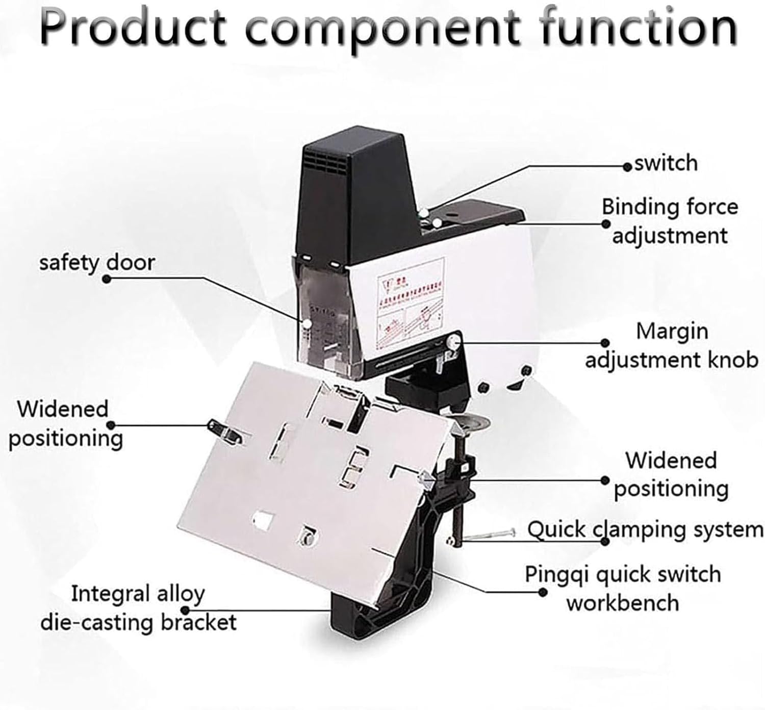 Electric Saddle Stapler, Binds 2-50 Sheets, Adjustable Thickness, Depth Up to 100mm, 1-9 Intensity Levels, Includes Pedal for Flat and Saddle Binding